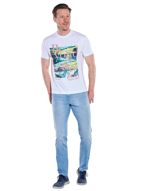 Herren T-Shirt mit Frontprint , Reinweiss