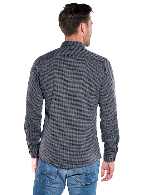 Herren Overshirt mit Druckknöpfen , Schwarz