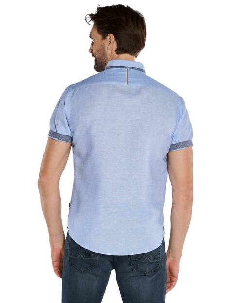 Kurzarm-Hemd mit Leinenanteil