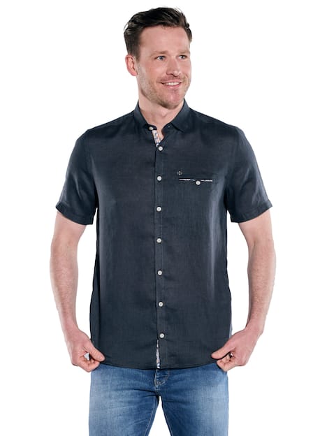 engbers Herren Kurzarm-Hemd aus Leinen , Saphirblau