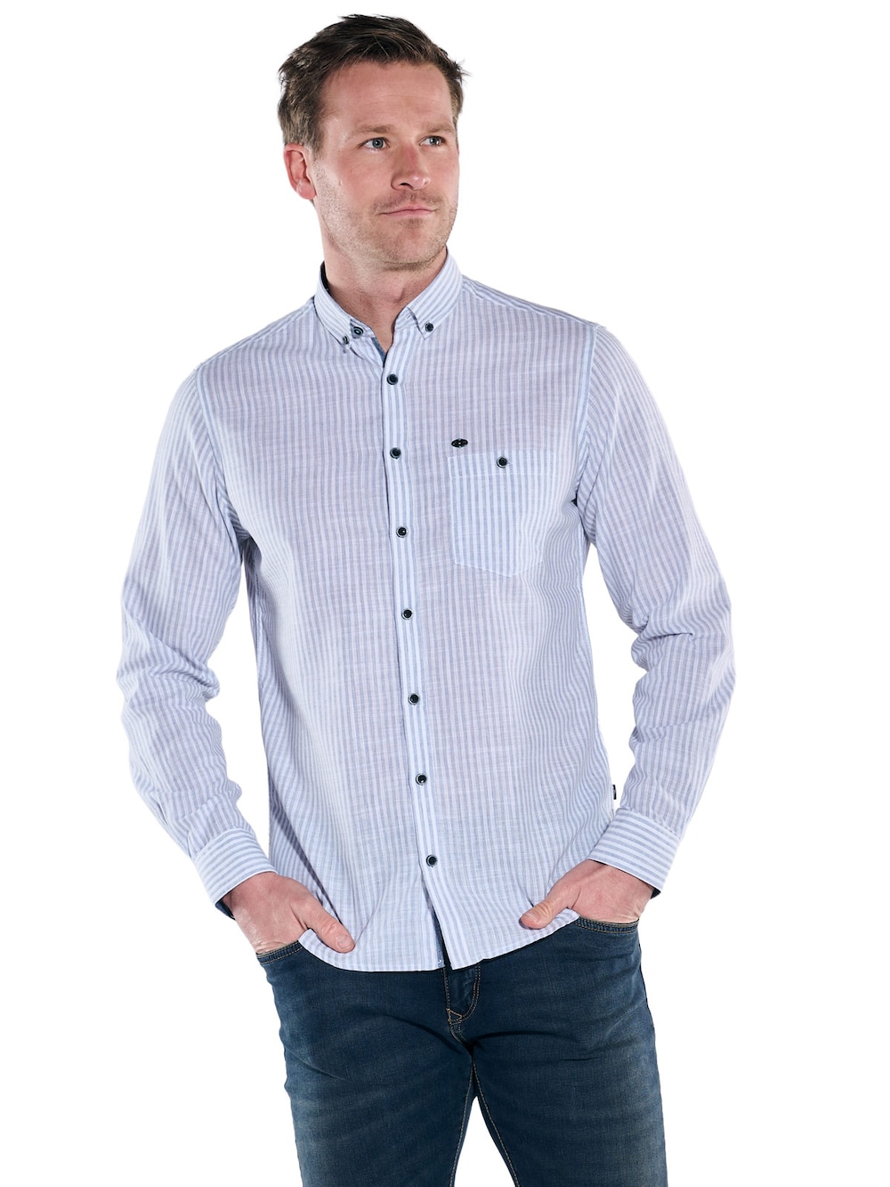 Herren Hemd gemustert , Brilliantblau