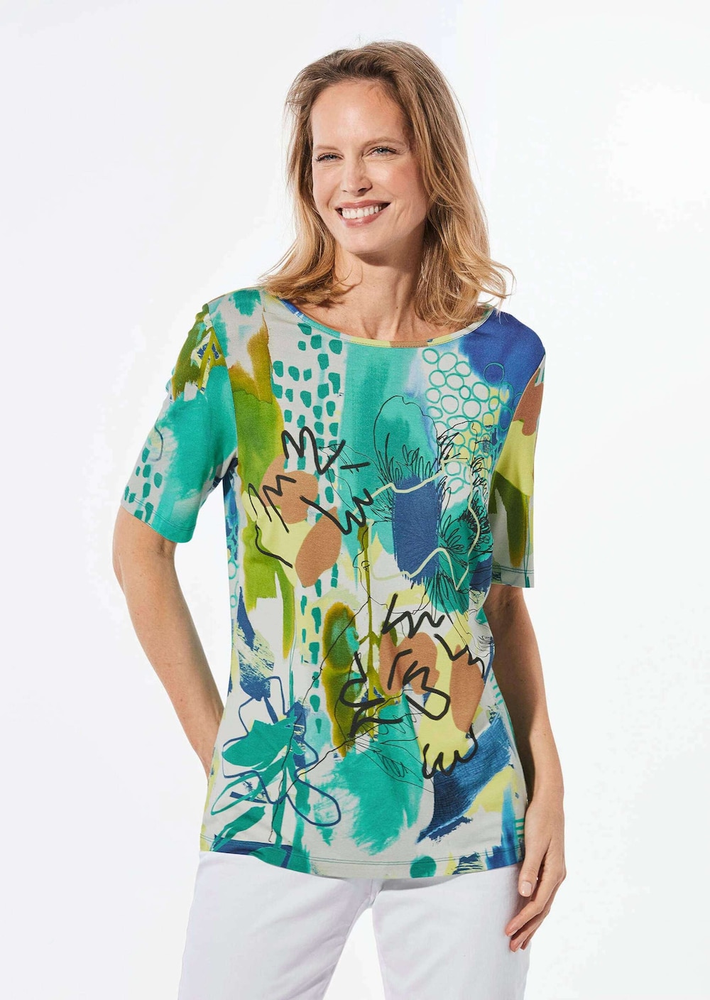 Shirt mit U-Boot-Ausschnitt