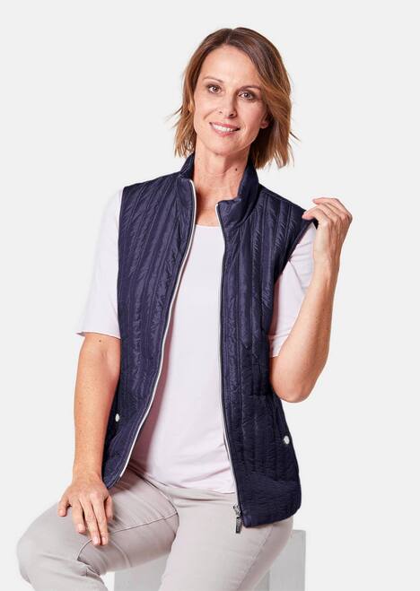 GOLDNER Gewatteerde bodywarmer Licht, doorgestikt vest met opstaande kraag