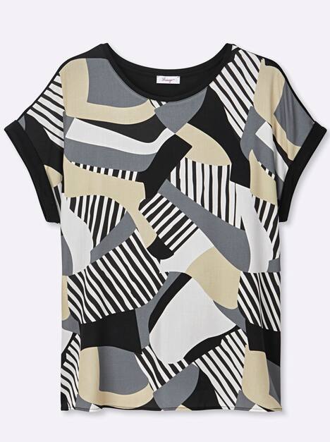 Shirt-Bluse Kurzarm Ohne Kragen