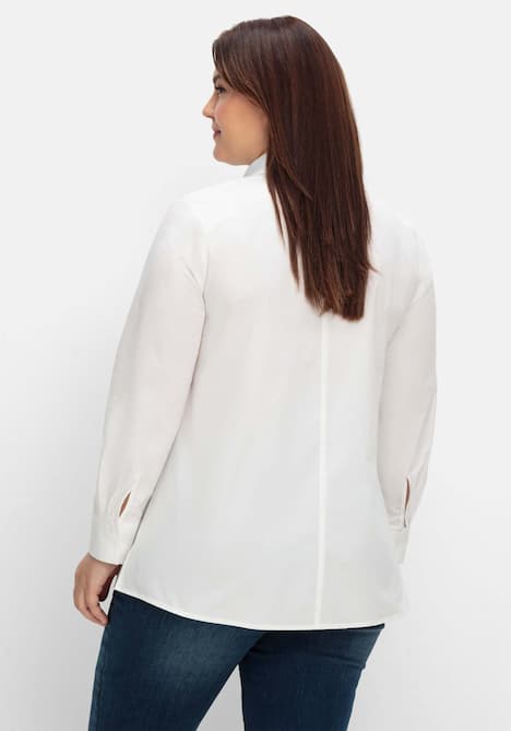 Hemdbluse Langarm Uni Hemdkragen
