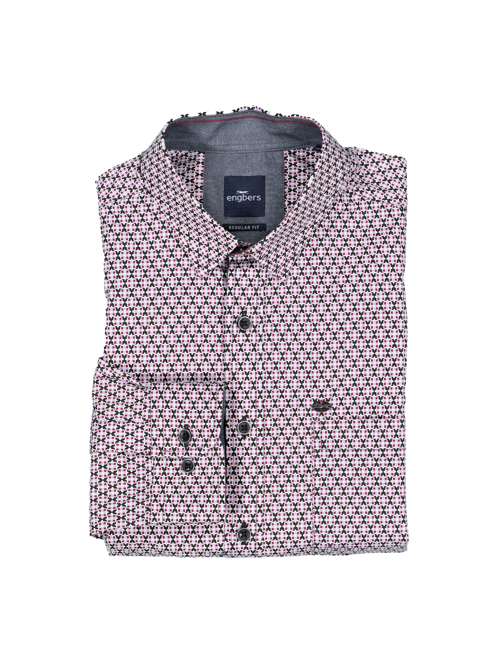 engbers Herren Langarm-Hemd gemustert , Magenta