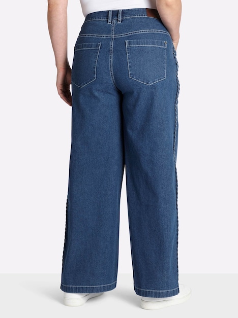 Jeans Jeans mit geflochtenen Streifen am weiten Bein normal Formbund