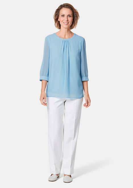 Bluse aus Chiffon mit Glitzersteinen