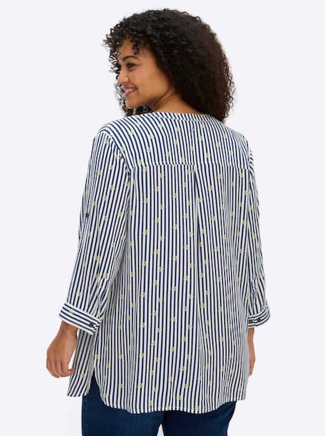 3/4-Arm-Bluse 3/4-Arm Ohne Kragen