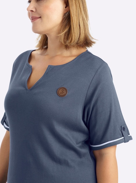 Jersey-Kleid Kurzarm Ohne Kragen