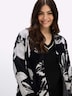 Long-Strickjacke Longstrickjacke mit Jaquardmuster Langarm Schalkragen