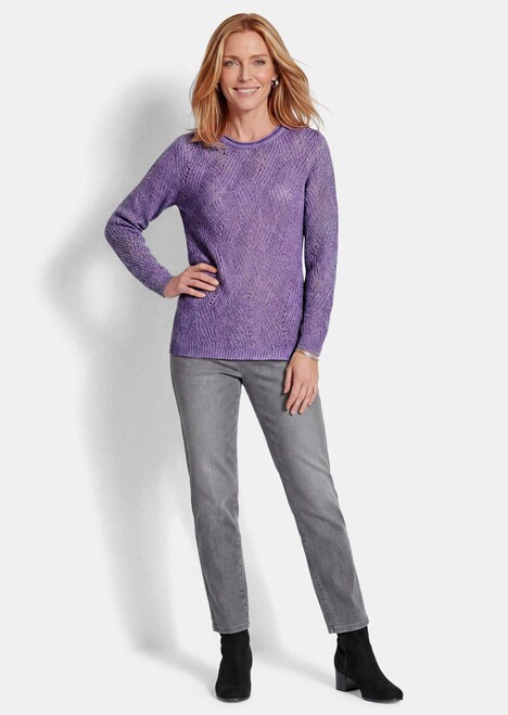 Ajourpullover mit Rundhalsausschnitt