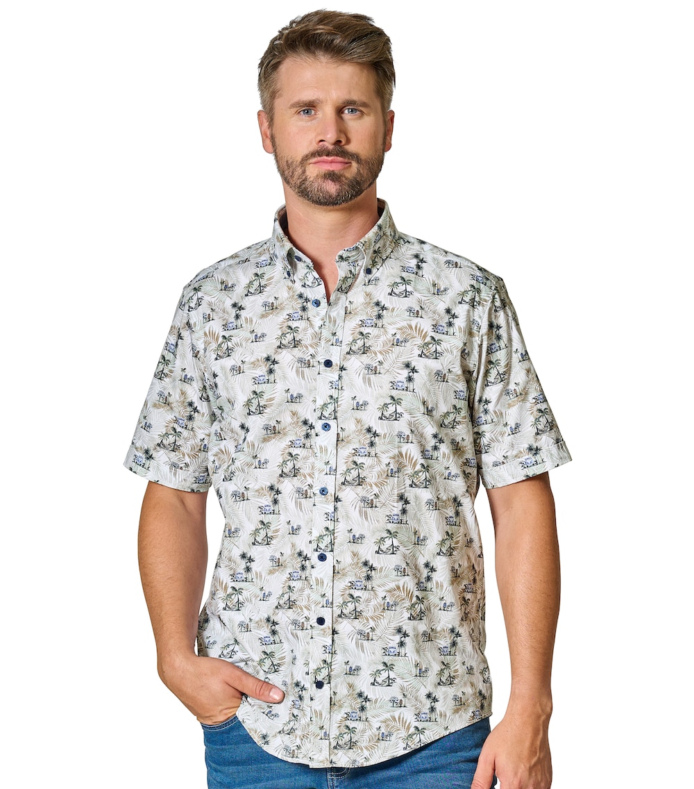 Freizeithemd Kurzarm Print Casual Fit