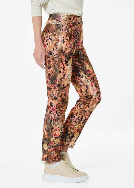 GOLDNER Corduroy broek LOUISA Fluwelen broek met all-over print