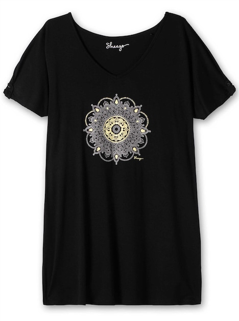 Longshirt Extra lang Sonstiges Muster Ohne Kragen