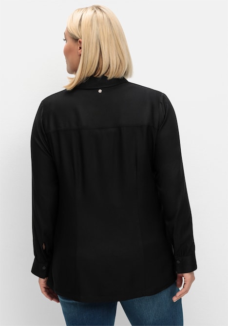 Hemdbluse Klassische Bluse aus Twillqualität Langarm Uni Hemdkragen