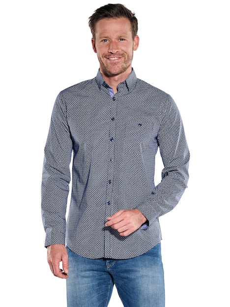 Herren Langarm-Hemd gemustert , Marineblau