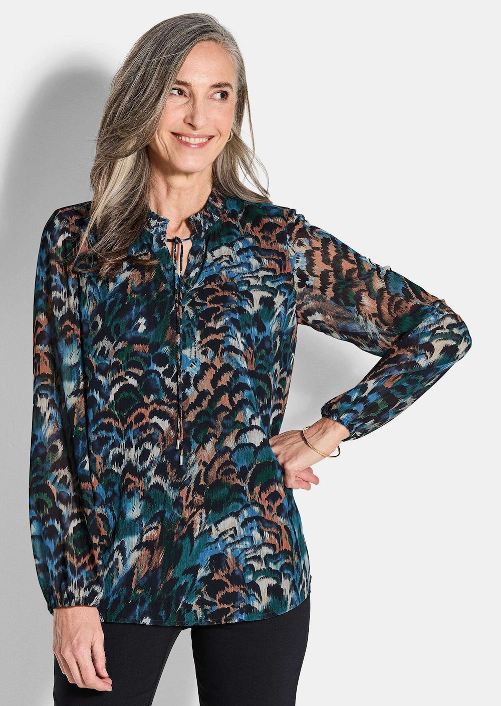 GOLDNER Blouse met print Gedessineerde blouse van chiffon