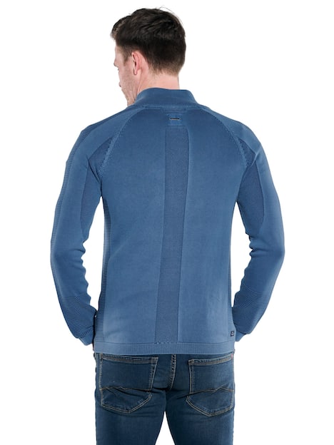 engbers Herren Cardigan mit Troyerkragen , Mittelblau