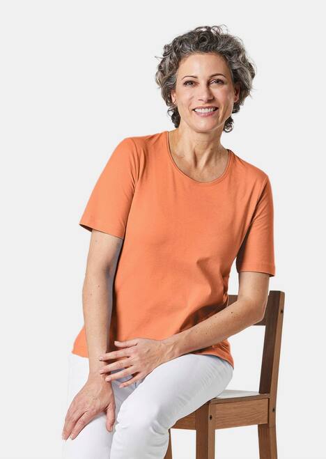 Basic Baumwollshirt mit kurzem Arm