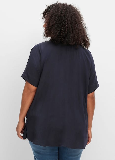 Hemdbluse Kurzarm Uni Hemdkragen