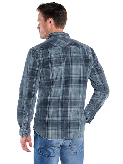 engbers Herren Langarm-Hemd kariert , Petrolgruen