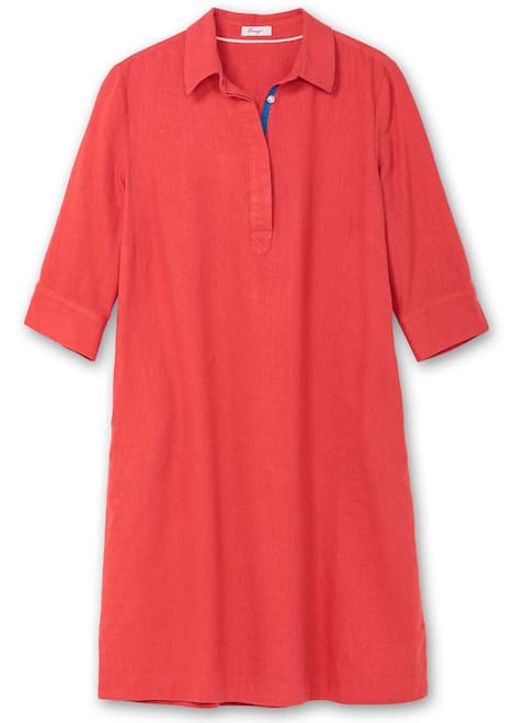 Blusenkleid 3/4-Arm Uni Hemdkragen