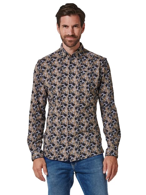 engbers Herren Langarm-Hemd gemustert , Braun