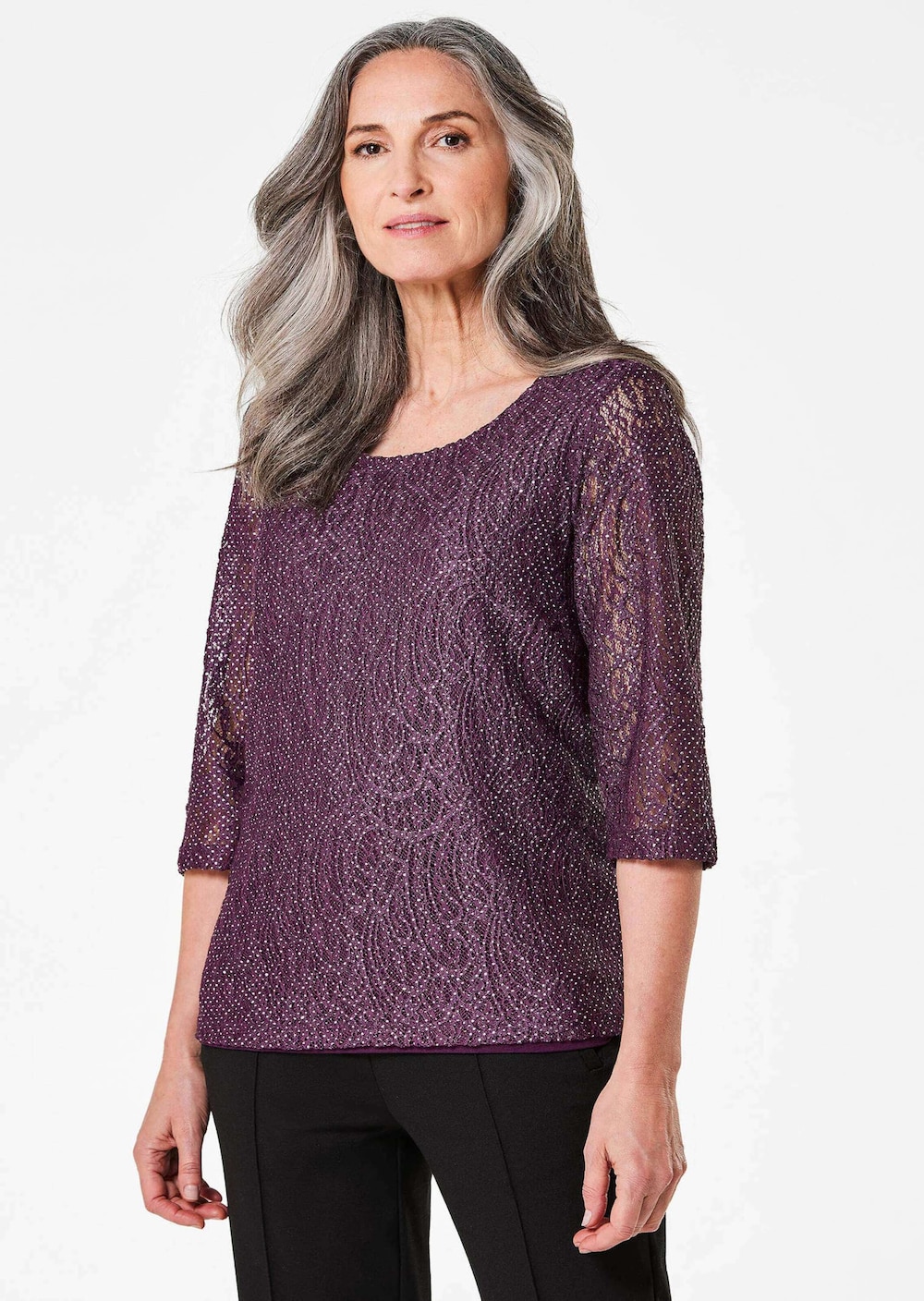 Spitzenbluse Spitzenbluse mit zartem Glanz