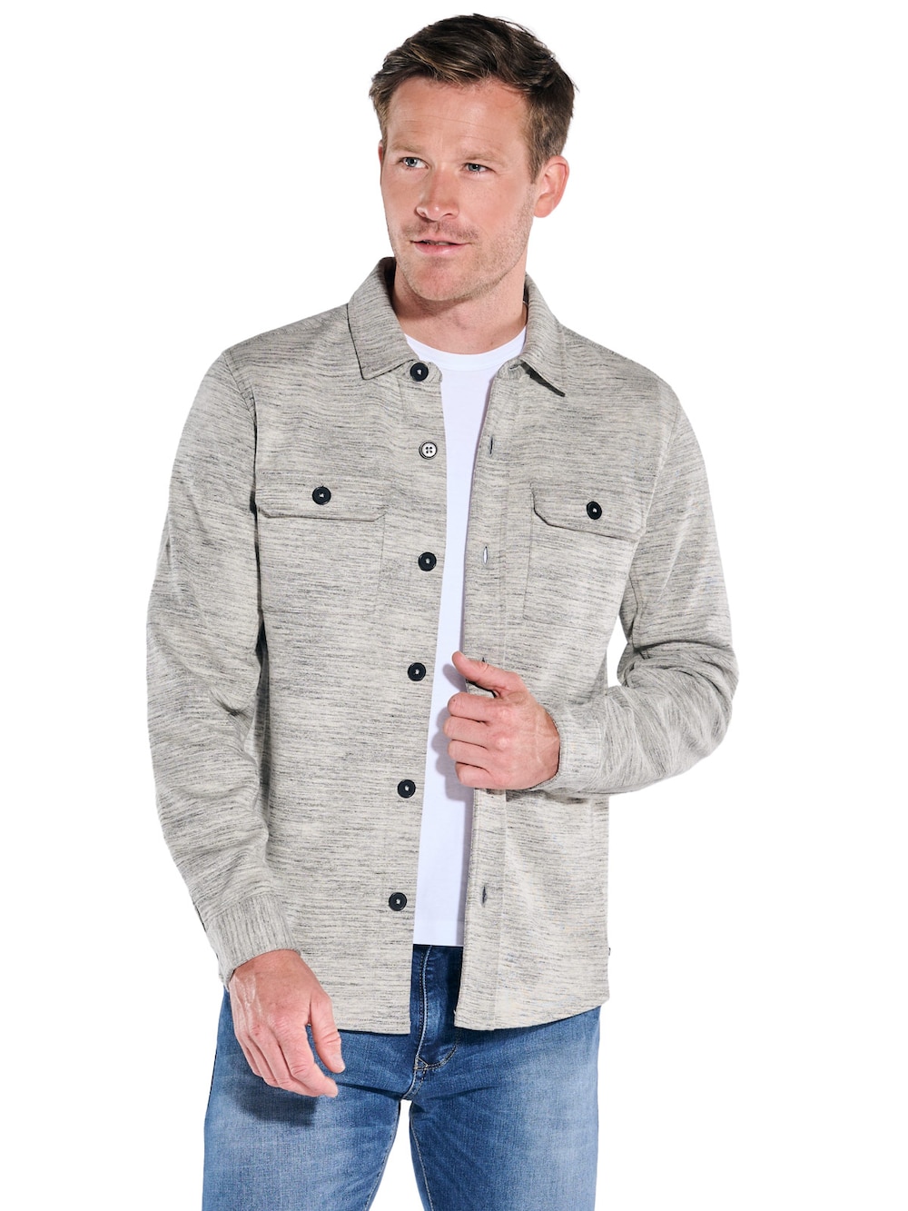 engbers Herren Overshirt strukturiert , Braunbeige