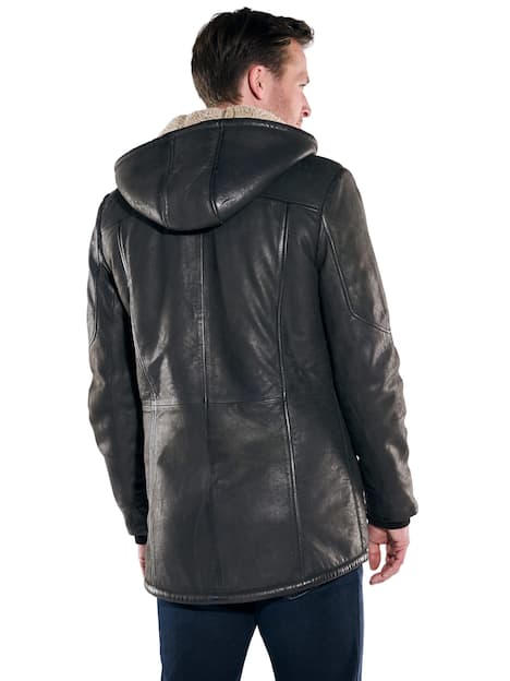 engbers Herren Lederparka mit Teddyfütterung , Anthrazit