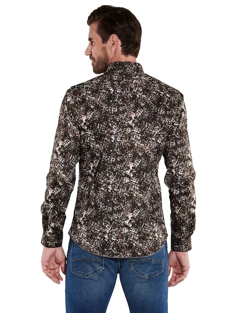 engbers Herren Langarm-Hemd gemustert , Schwarzbraun