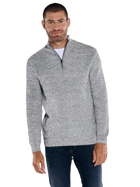 engbers Herren Pullover mit Troyerkragen , Schwarz