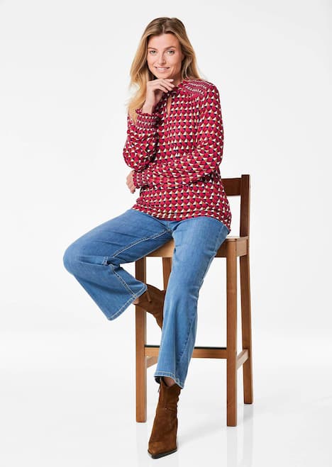 GOLDNER Jersey blouse Jersey blouse met modieuze smokwerkdetails