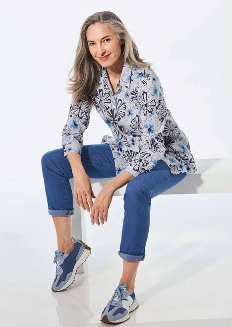 Druckbluse mit Hemdkragen
