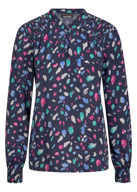 GOLDNER Blouse met print Satijnen blouse met smokwerkdetails