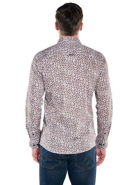 Herren Langarm-Hemd gemustert , Rot