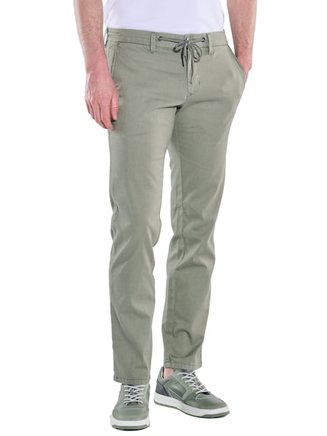Herren Chino mit Tunnelzug aus Baumwolle , Khaki