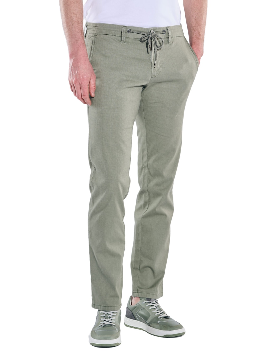 Herren Chino mit Tunnelzug aus Baumwolle , Khaki