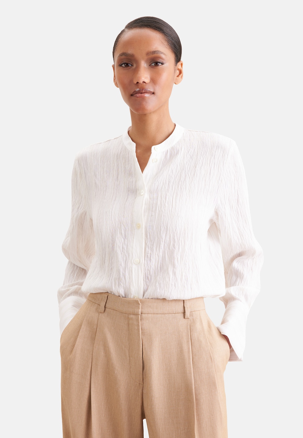 Damen Stehkragenbluse - Gestreift