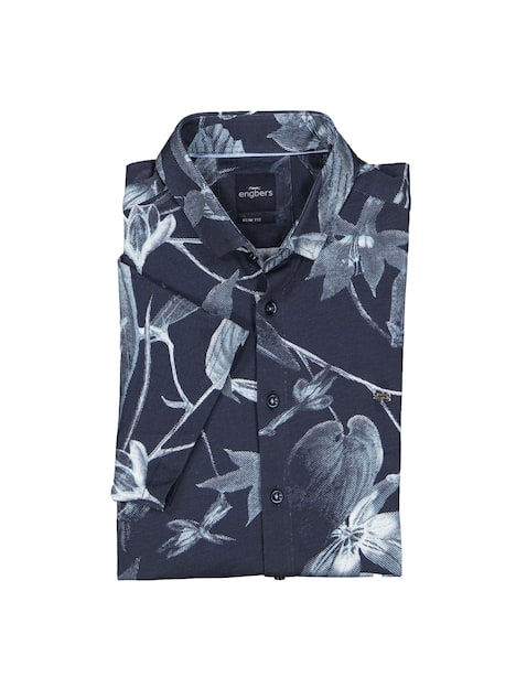 engbers Herren Kurzarm-Hemd gemustert , Marineblau