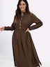 Kleid A-Linien-Kleid mit Leoprint Langarm Blusenkragen