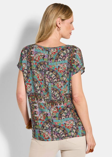 Viskoseshirt mit Muster-Mix