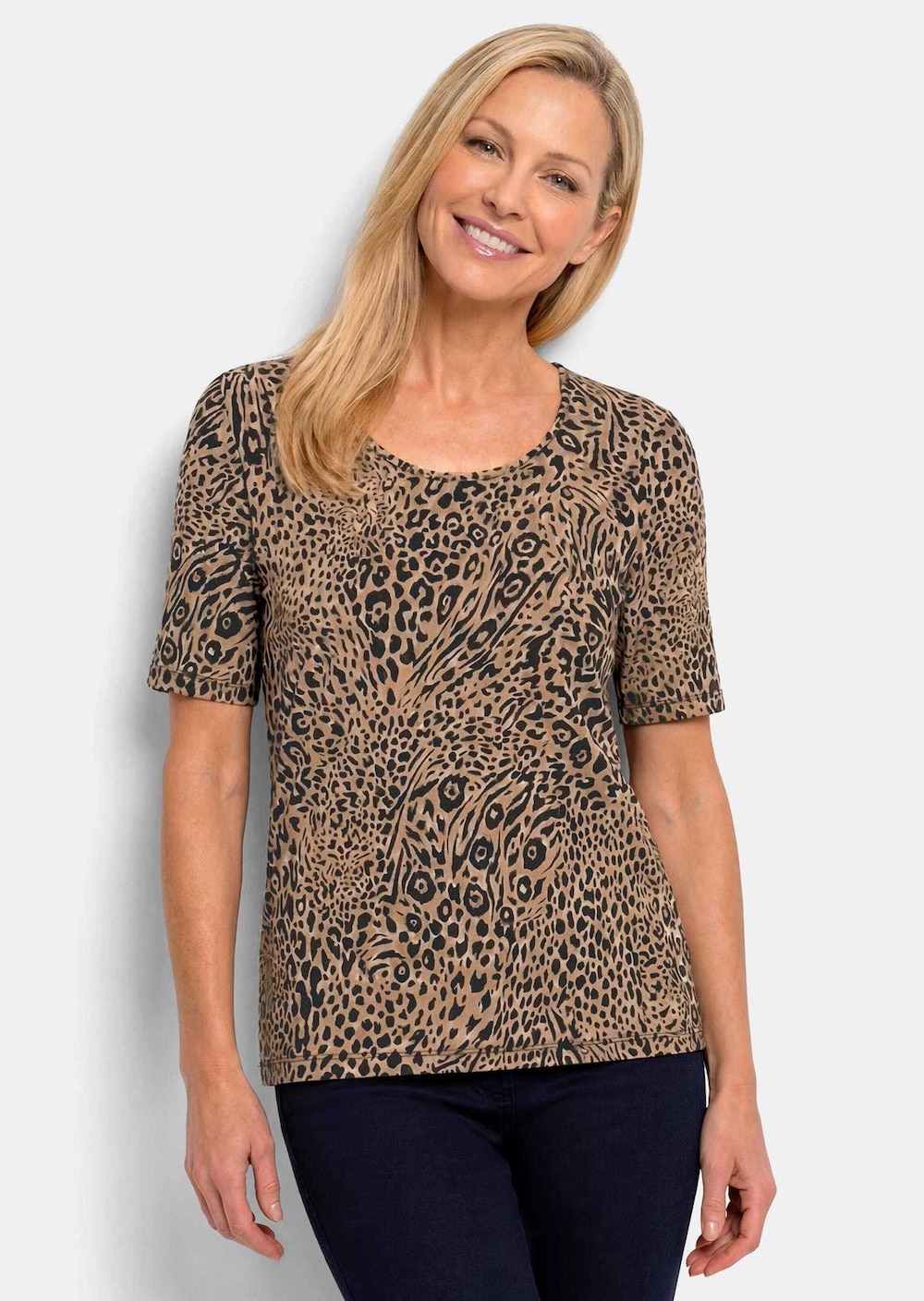 Jersey-Shirt mit Leo Print