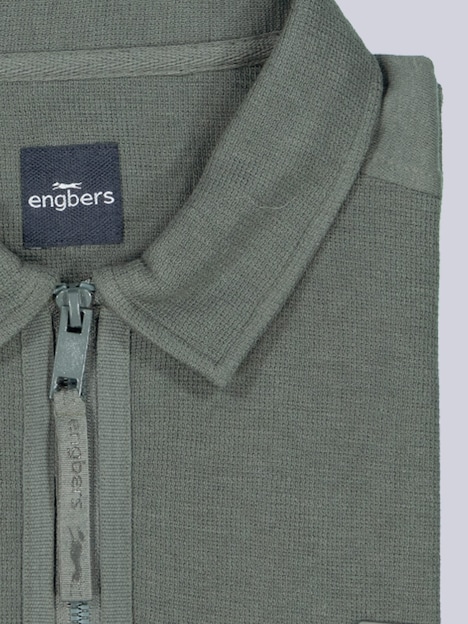 Herren Poloshirt mit Reißverschluss , Dunkelgruen