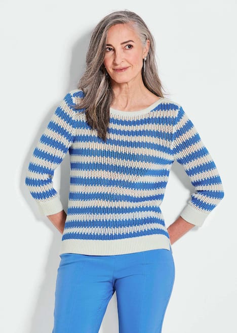 Pullover Halbarm Streifenstrick-Pullover
