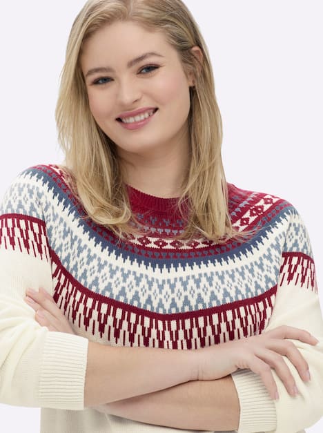 Pullover Langarm Jacquard Sonstiges Muster Ohne Kragen