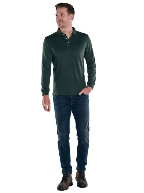 engbers Herren Langarm-Shirt mit Polokragen , Petrolgruen