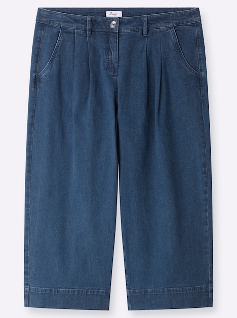 Culotte Culotte aus Denim, mit Bundfalten normal Formbund