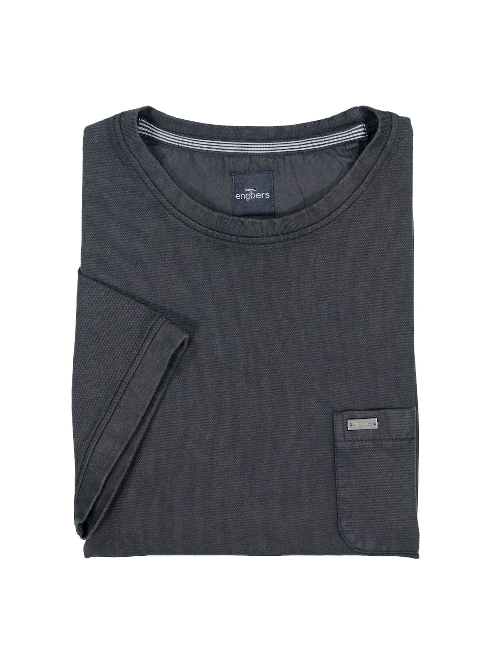 Herren Rundhals T-Shirt mit Brusttasche , Schwarz